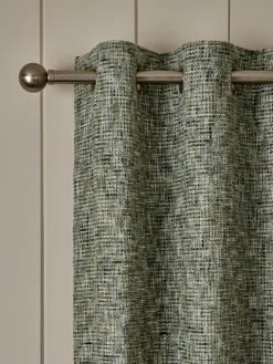 New Next Textured Chenille Lined Eyelet Curtains Green