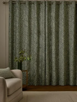 New Next Textured Chenille Lined Eyelet Curtains Green