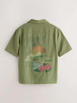 Next Textured Embroidered Japanese Print Short Sleeve Shirt^ Shirts