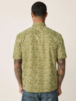 Clearance Next Textured Embroidered Tile Short Sleeve Shirt Green