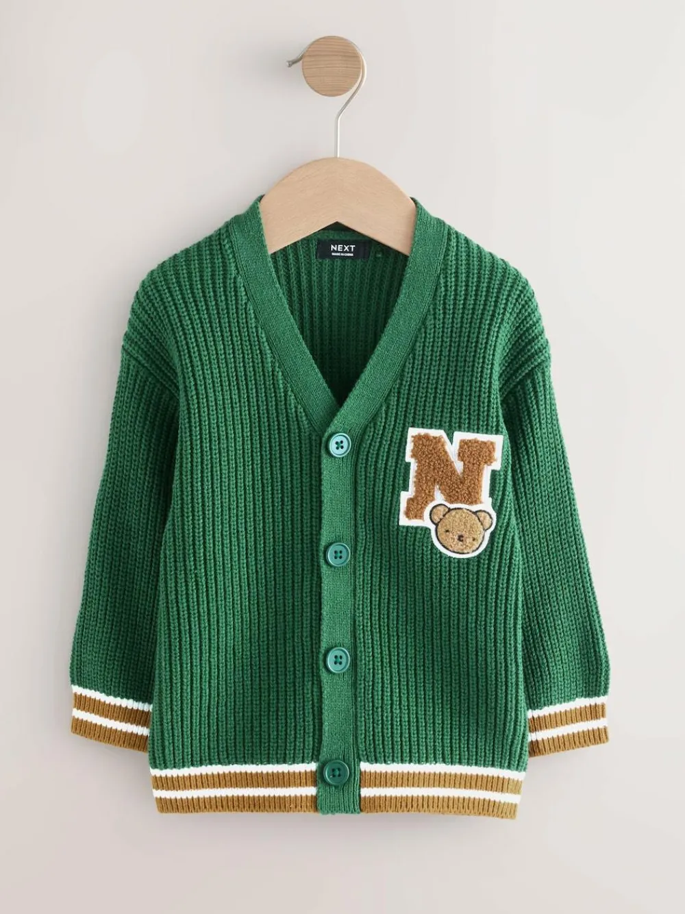 Next Green Varsity Character Cardigan (3mths-7yrs)^BOY Knitwear|Knitwear