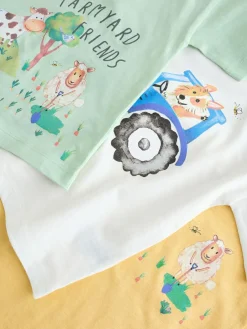 Next Green Watercolour Farm Short Sleeve Graphic T-Shirts 3 Pack (3mths-7yrs)