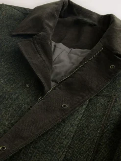 Next Green Wool Blend Herringbone Quilted Corduroy Collar Jacket^ Coats & Jackets|Coats & Jackets