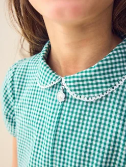 Best Next Zip Front Cotton Rich Gingham School Playsuit (3-14yrs) Green