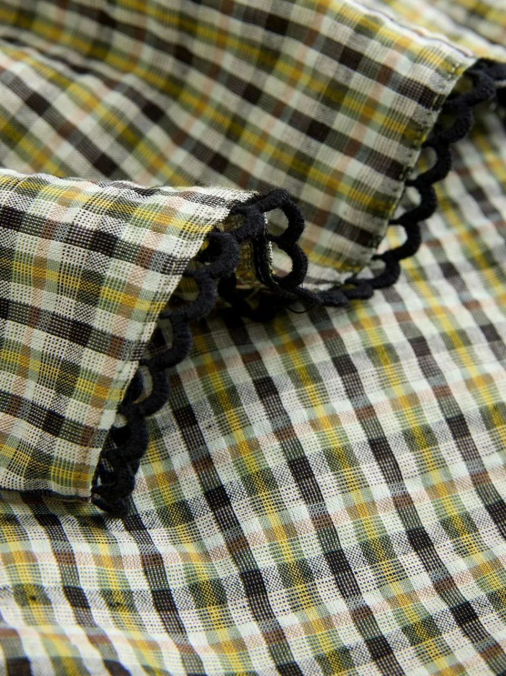 Best Next Oversized Collar Long Sleeve Blouse Green/Black Check