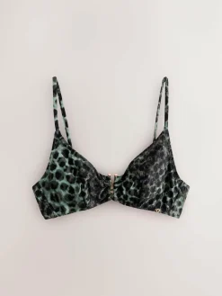 Hot Next Green/Black Leopard Print Non Padded Underwired Bikini Top