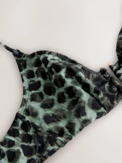 Hot Next Green/Black Leopard Print Non Padded Underwired Bikini Top