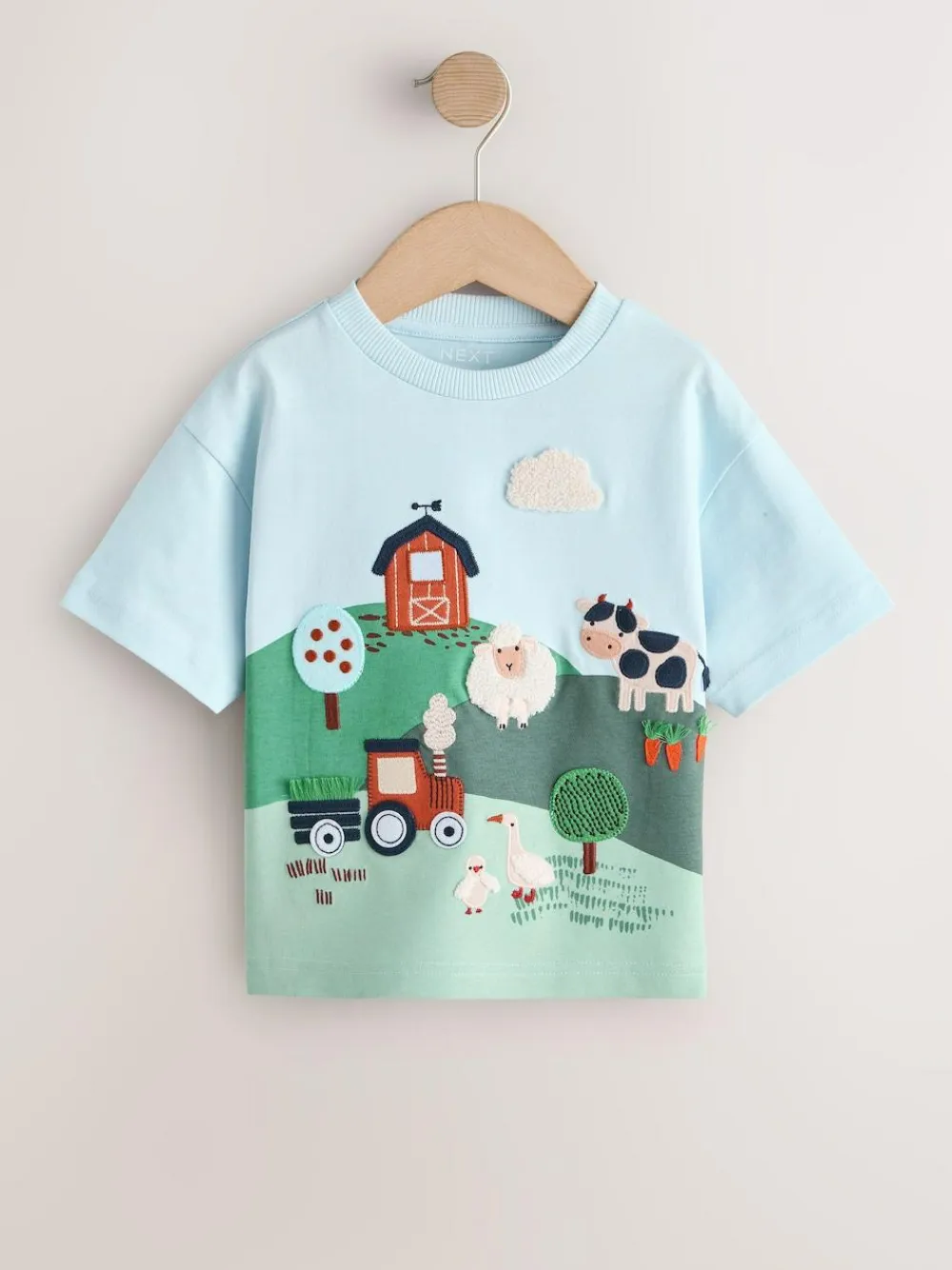 Clearance Next Green/Blue Farm Short Sleeve Appliqué T-Shirt (3mths-7yrs)