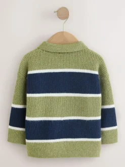 Next Knitted Stripe Rugby Polo Shirt (3mths-7yrs)^BOY Knitwear|Knitwear