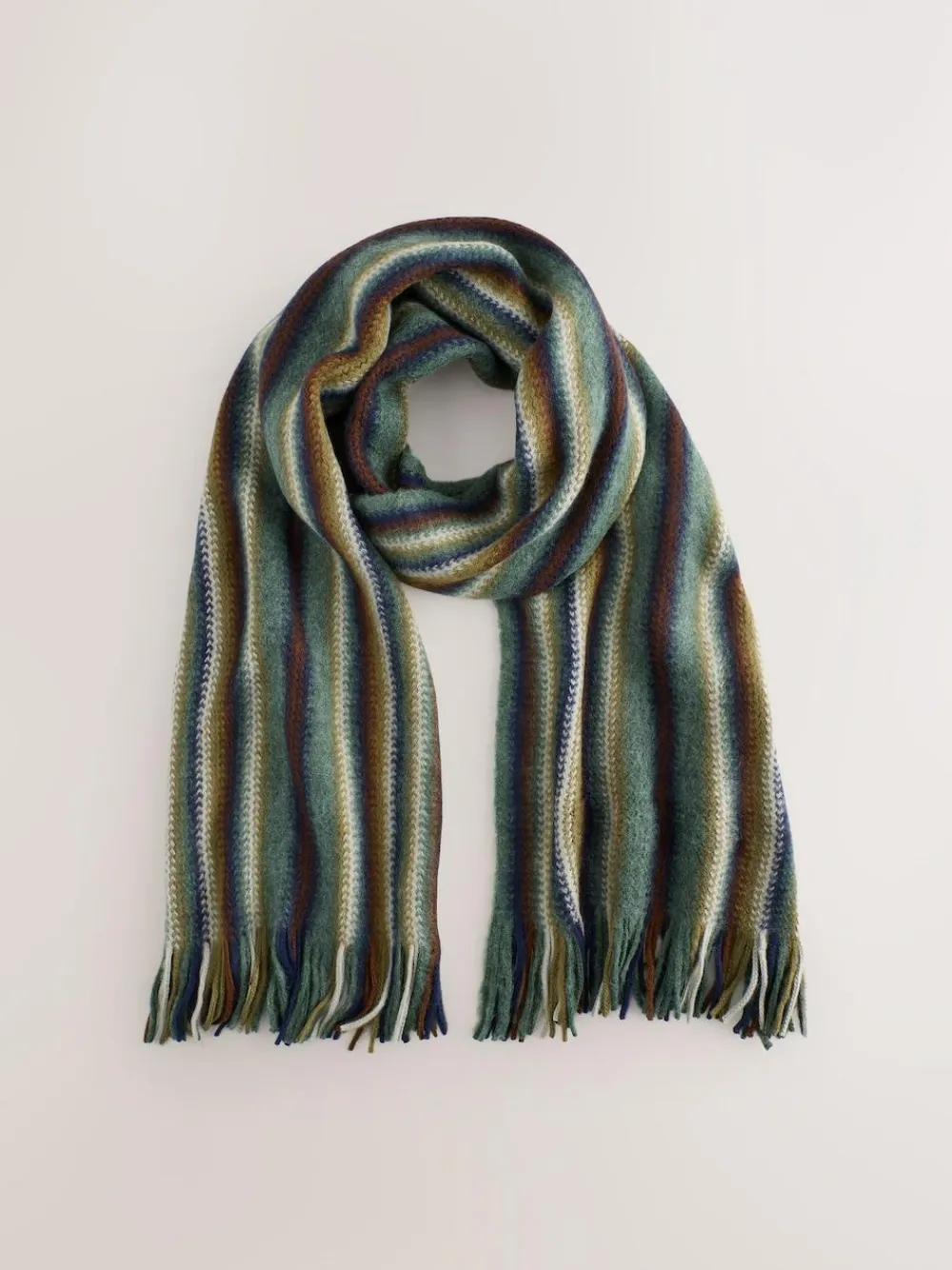 Hot Next Stripe Knitted Scarf Green/Blue