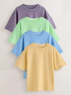 Best Next Green/Blue/Yellow/Purple Relaxed Fit Short Sleeves T-Shirts 4 Pack (3-16yrs)