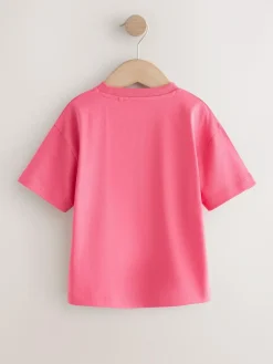 New Next Small Short Sleeve Graphic T-Shirts 5 Pack (3mths-7yrs) Green/Charocal/Stone/Pink/Brown