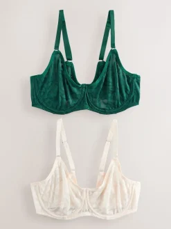 Next DD-G Lace Non Pad Full Cup Bras 2 Pack Green/Ecru