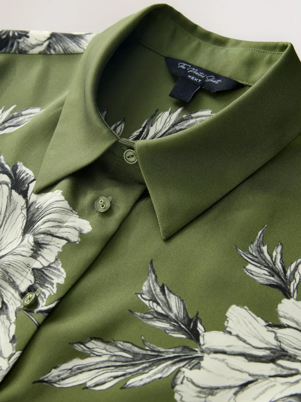 Best Next Long Sleeve Shirt Green/Ecru Floral Print