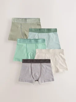 Clearance Next Green/Ecru Stripes Junior Pattern Trunks 5 Pack (1.5-16yrs)