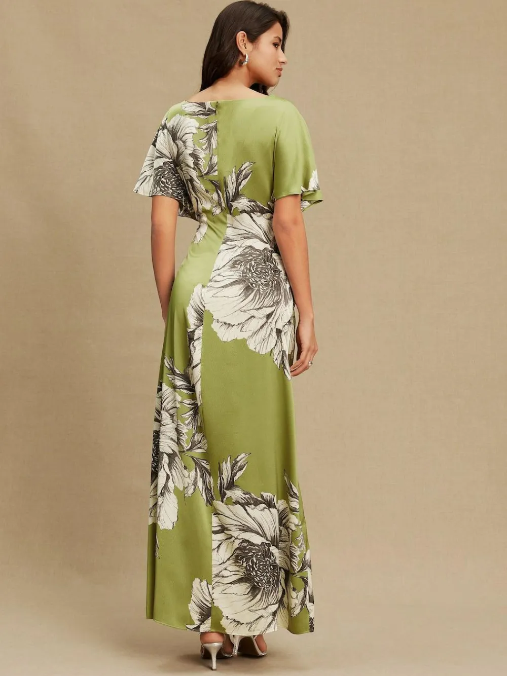 Next Textured Satin Short Sleeve Twist Front Midi Dress^Women Occasion Dresses|Midi Dresses