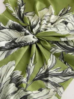 Next Textured Satin Short Sleeve Twist Front Midi Dress^Women Occasion Dresses|Midi Dresses