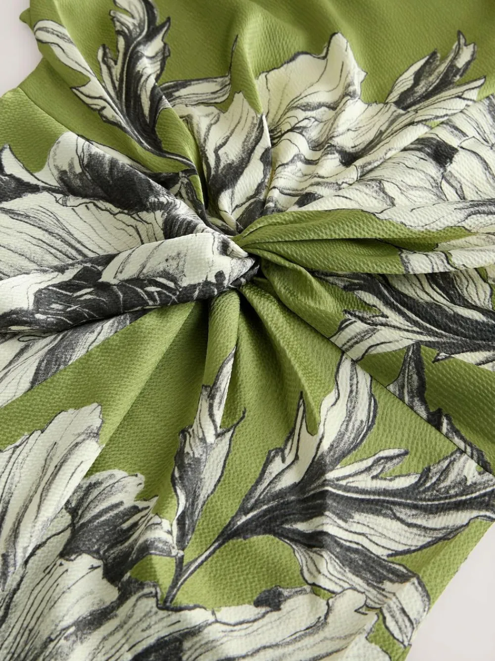 Next Textured Satin Short Sleeve Twist Front Midi Dress^Women Occasion Dresses|Midi Dresses