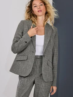 New Next Green/Grey Check Sculpted Tailored Single Breasted Blazer