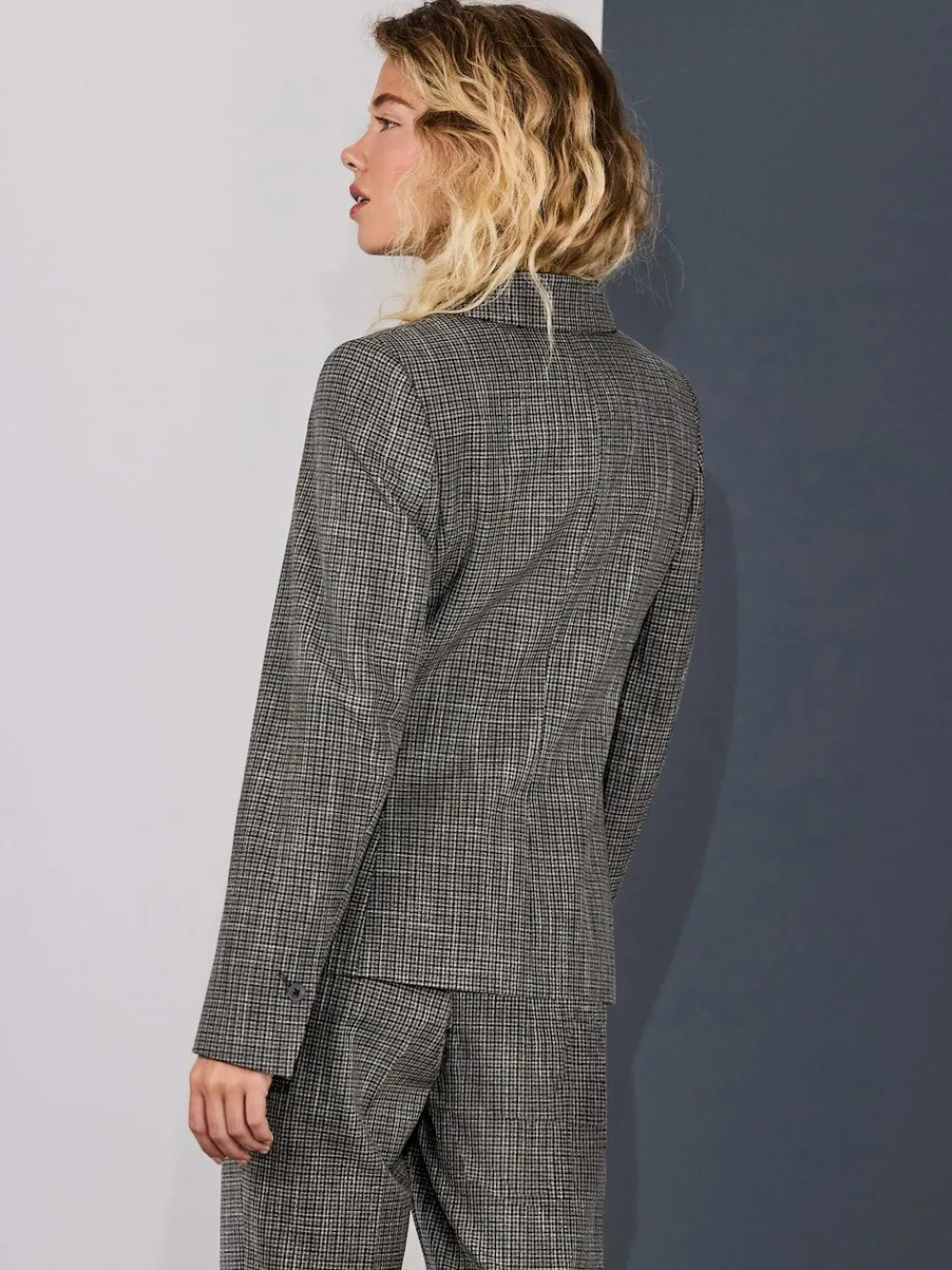New Next Green/Grey Check Sculpted Tailored Single Breasted Blazer