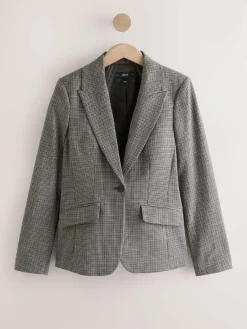 New Next Green/Grey Check Sculpted Tailored Single Breasted Blazer