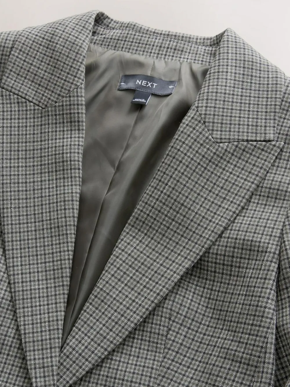 New Next Green/Grey Check Sculpted Tailored Single Breasted Blazer