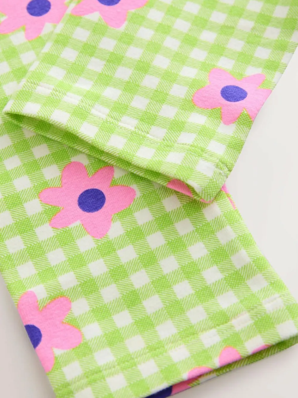 New Next Green/Pink Gingham Flower Leggings (3-16yrs)