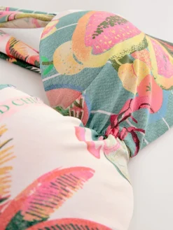 New Next Green/Pink Lobster Conversational Wired Bandeau Bikini Top