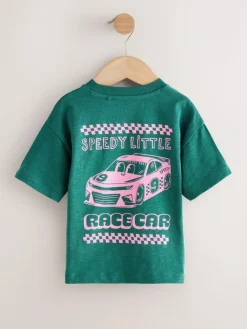 Best Next Green/Pink Race Car Short Sleeve Back Print T-Shirt (3mths-7yrs)