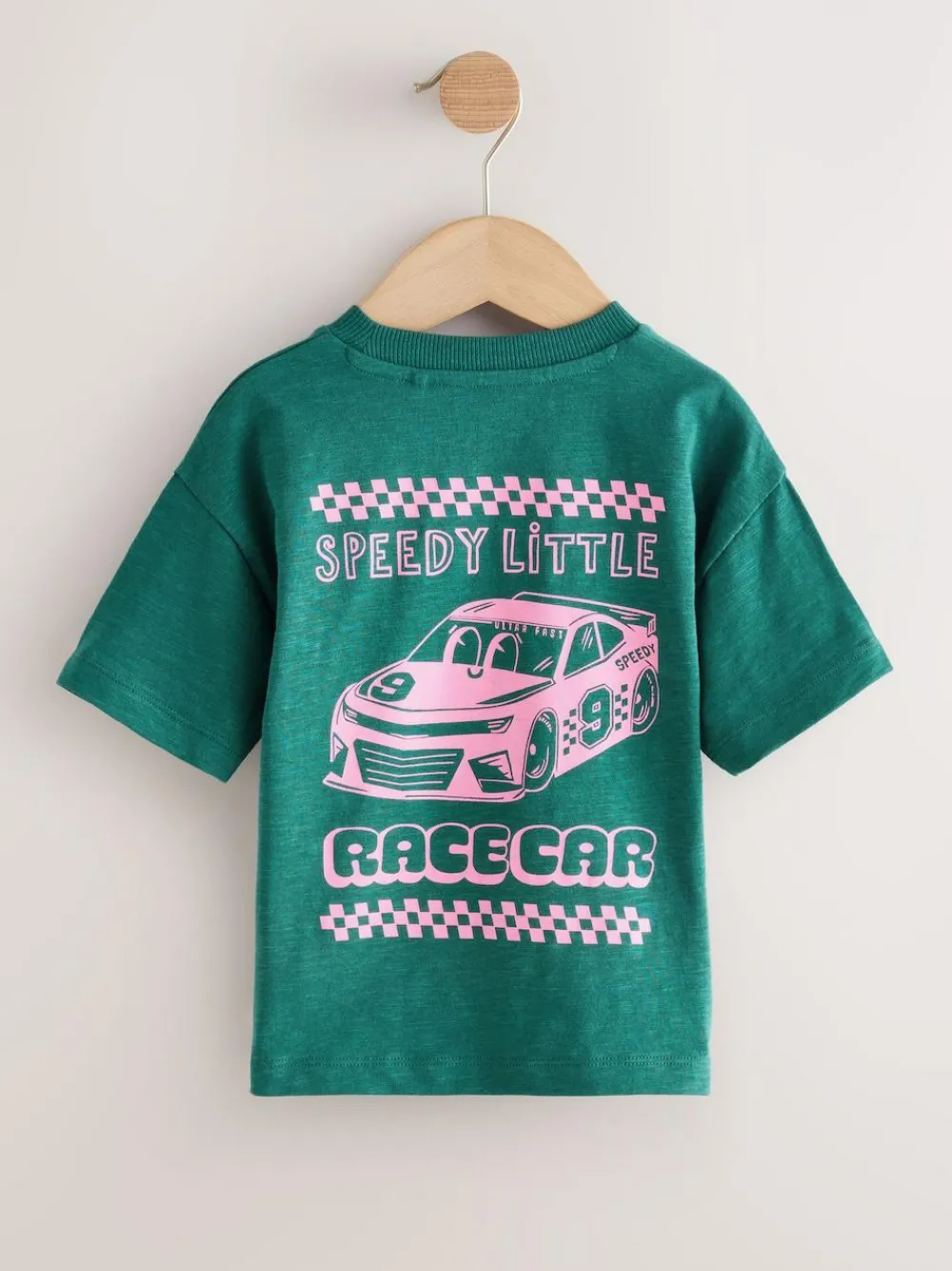 Best Next Green/Pink Race Car Short Sleeve Back Print T-Shirt (3mths-7yrs)
