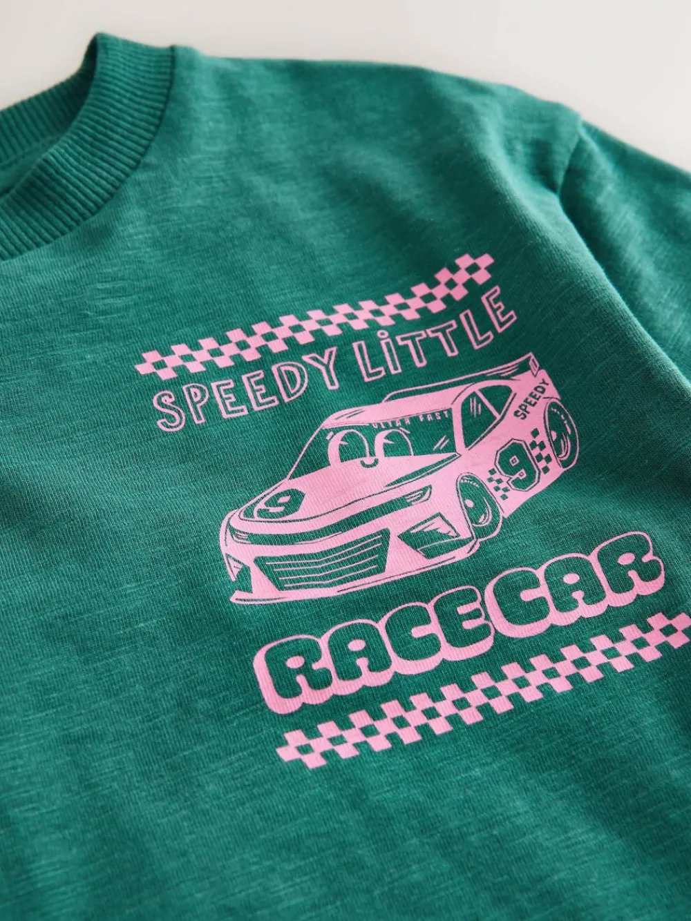 Best Next Green/Pink Race Car Short Sleeve Back Print T-Shirt (3mths-7yrs)