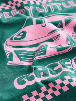Best Next Green/Pink Race Car Short Sleeve Back Print T-Shirt (3mths-7yrs)