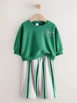 Discount Next Top & Trousers Set 2 Pack (3mths-7yrs) Green/Pink