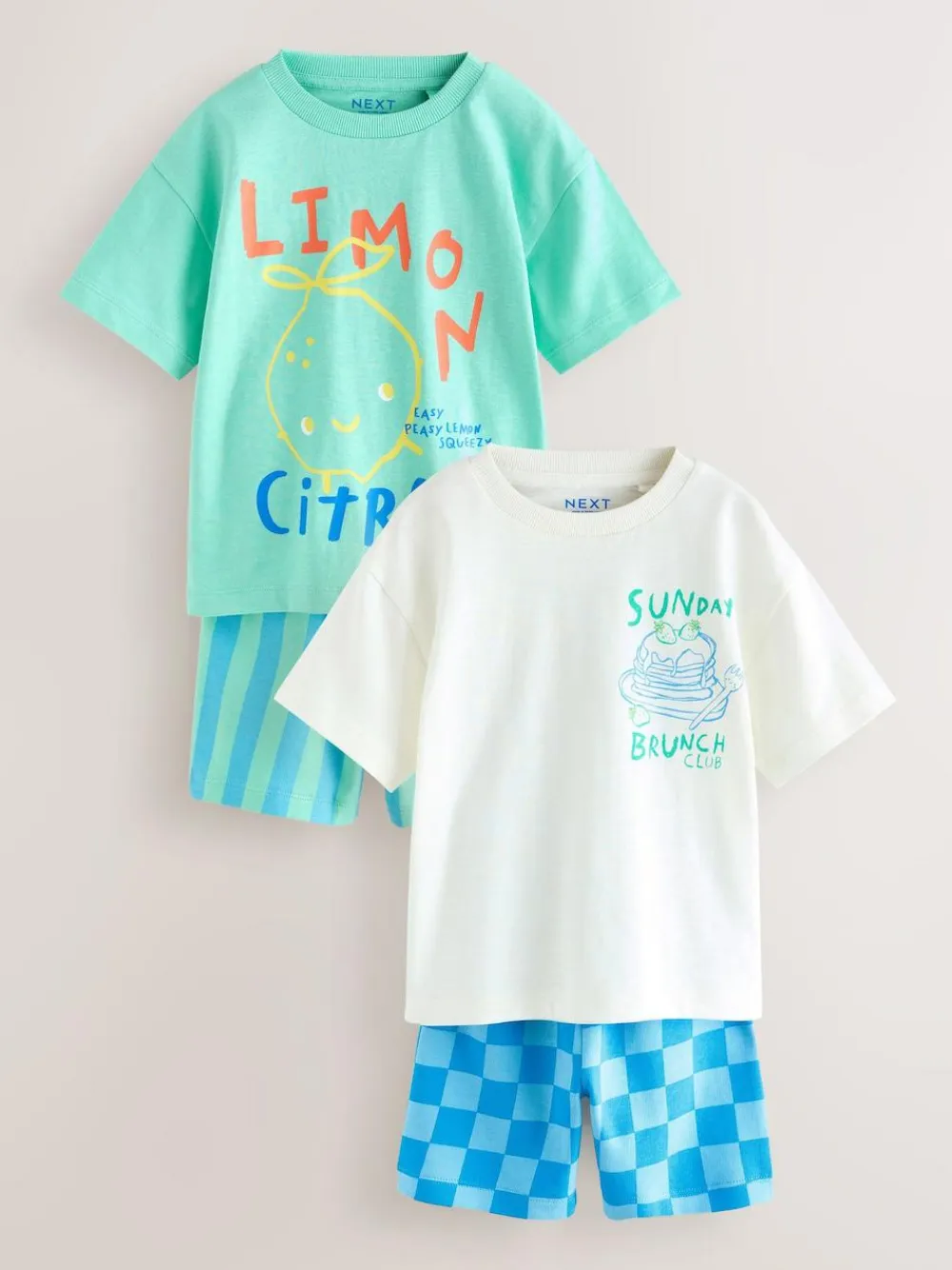 Next Short Sleeve T-Shirt and Shorts Set 2 Pack (3mths-7yrs)^BOY Tops|Shorts