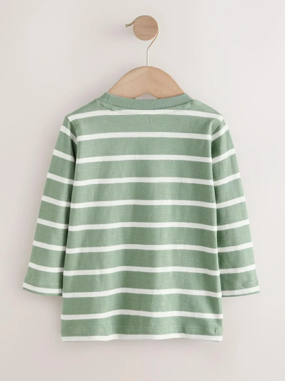 Next Green/White Stripe Safari Long Sleeve Appliqué T-Shirt (3mths-7yrs)^BOY Tops|T-Shirts