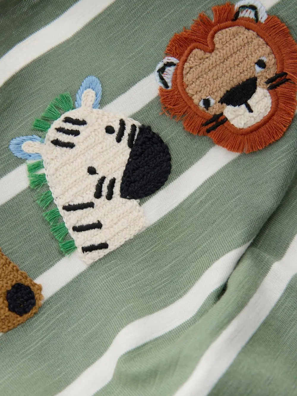 Next Green/White Stripe Safari Long Sleeve Appliqué T-Shirt (3mths-7yrs)^BOY Tops|T-Shirts