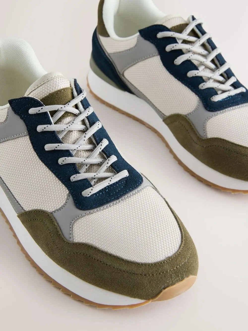 New Next Trainers with Suede Trim Green/White