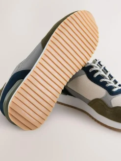 New Next Trainers with Suede Trim Green/White