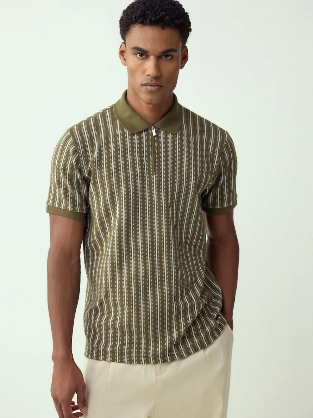 Next Vertical Stripe Quarter Zip Polo Shirt^ Tops & T-Shirts
