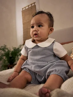 Hot Next Grey 100% Cotton Smart Baby Romper, Bodysuit And Socks Dungarees Set (0mths-2yrs)