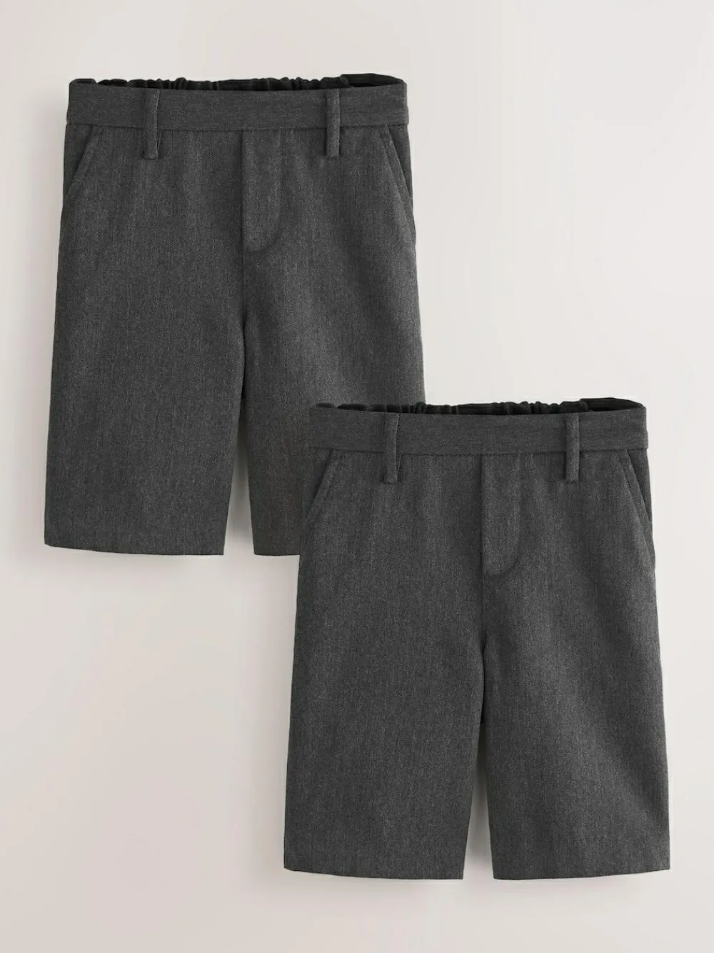 Next 2 Pack Flat Front School Shorts (3-14yrs) Grey