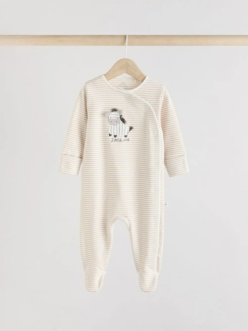 Online Next Grey 3 Pack Zebra 100% Cotton Baby Sleepsuits (0-2yrs)