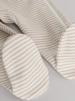 Online Next Grey 3 Pack Zebra 100% Cotton Baby Sleepsuits (0-2yrs)