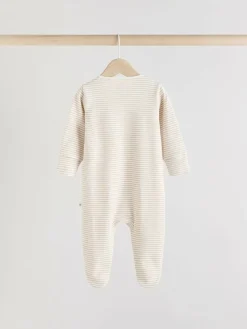 Online Next Grey 3 Pack Zebra 100% Cotton Baby Sleepsuits (0-2yrs)