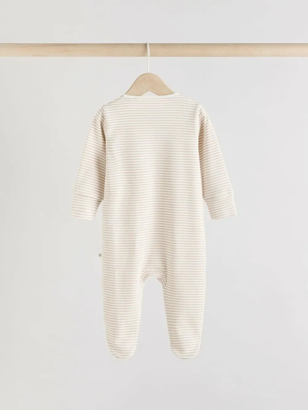 Online Next Grey 3 Pack Zebra 100% Cotton Baby Sleepsuits (0-2yrs)