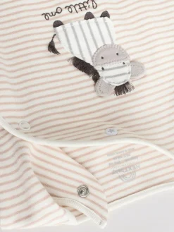 Online Next Grey 3 Pack Zebra 100% Cotton Baby Sleepsuits (0-2yrs)