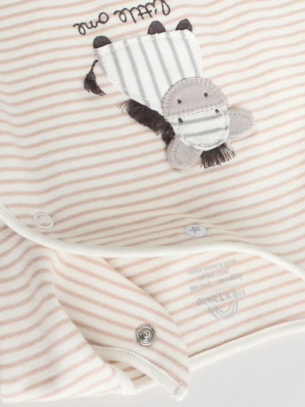 Online Next Grey 3 Pack Zebra 100% Cotton Baby Sleepsuits (0-2yrs)