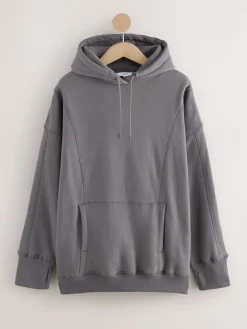 Clearance Next Grey Active Longline Overhead Seam Detail Supersoft Hoodie with Pockets