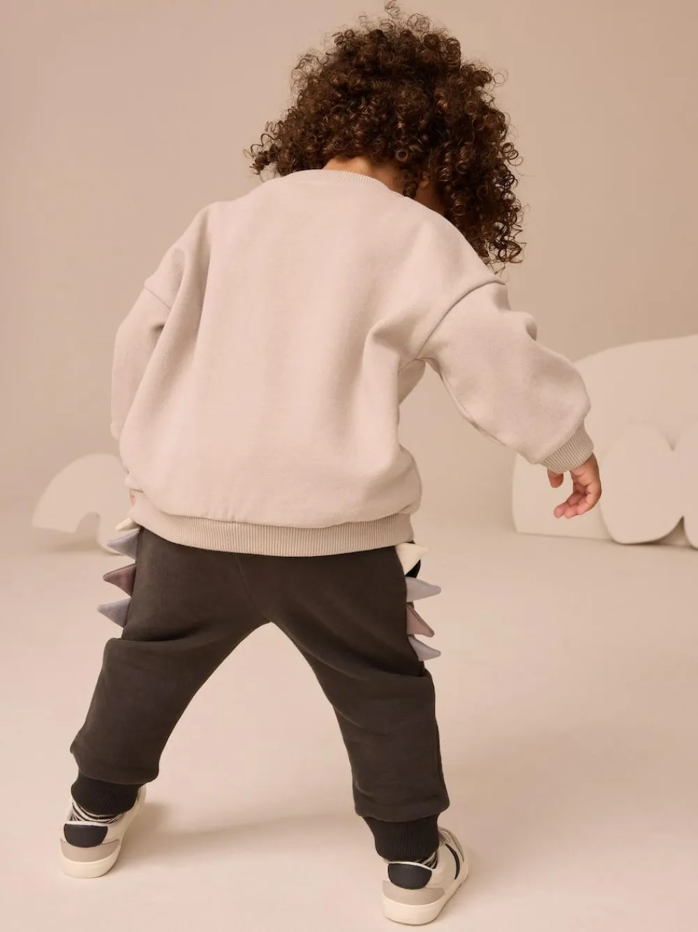 Next Grey and Charcoal Dinosaur Spike Single Sweatshirt and Joggers Set (3mths-7yrs)^BOY Sweatshirts & Hoodies|Sets & Co-Ords