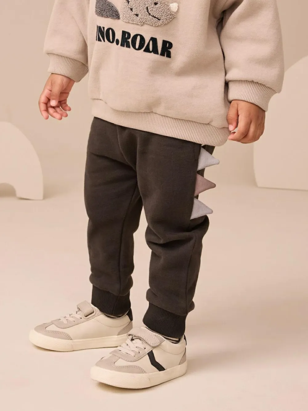 Next Grey and Charcoal Dinosaur Spike Single Sweatshirt and Joggers Set (3mths-7yrs)^BOY Sweatshirts & Hoodies|Sets & Co-Ords